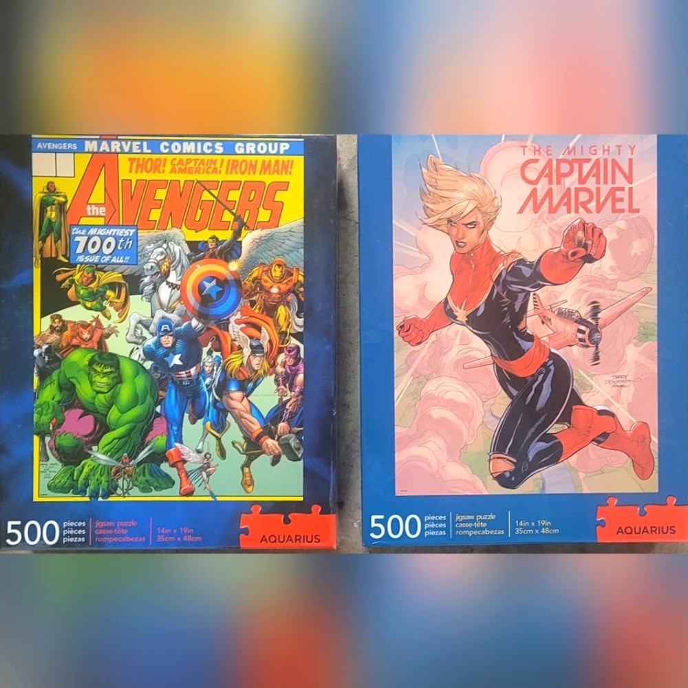2 Puzzles 500 Pieces Each Avengers & Captain Marvel New In Sealed Boxes